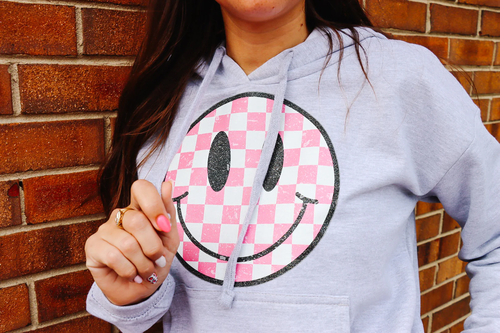 Cropped Smiley Face Hoodie - Image 2