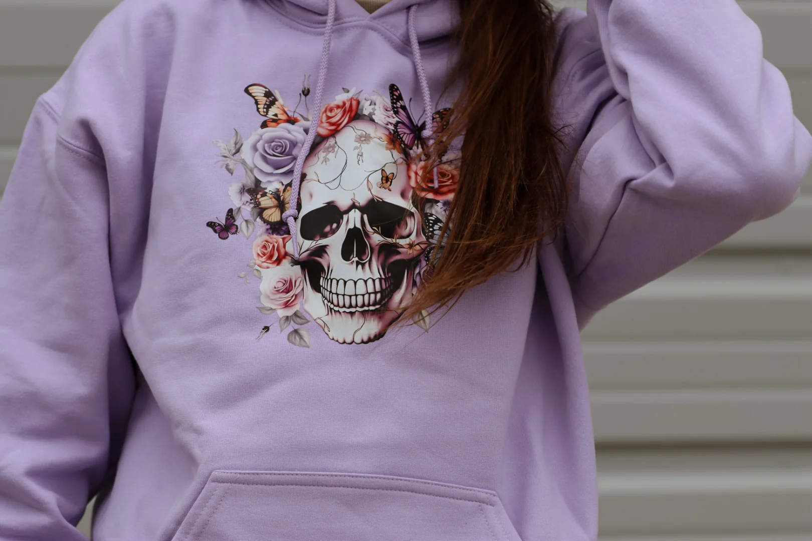 Light Purple Skull with Flowers
